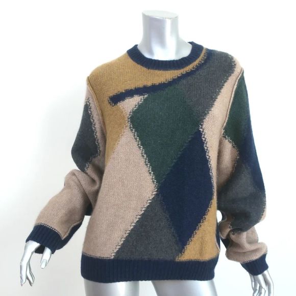 KHAITE Sweaters - Khaite Erique Cashmere Abstract Argyle Sweater Navy/Multi Size Medium